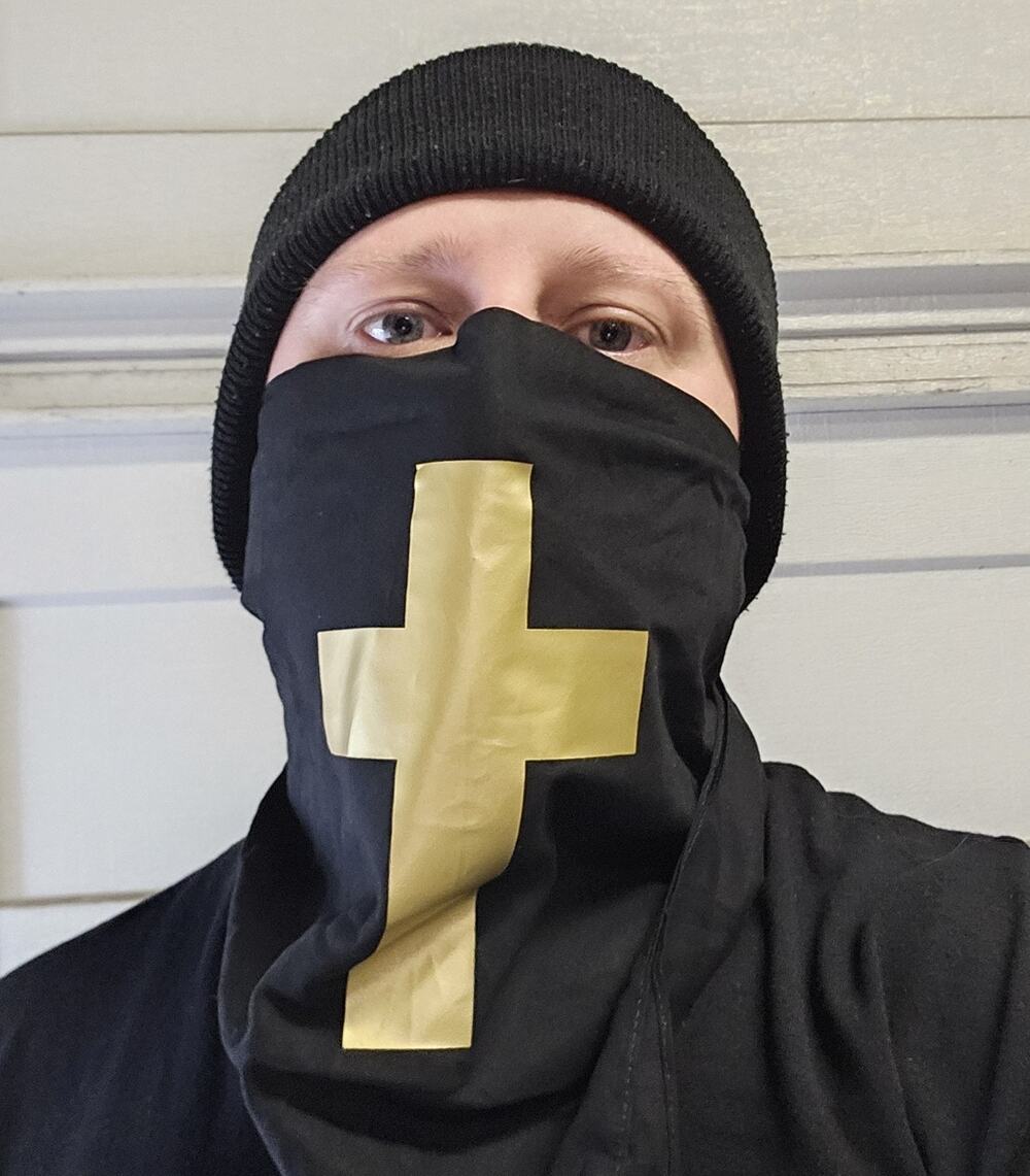 Black Bandana 23"x23" 100% Cotton Solid Color Custom Gold Cross Bandana